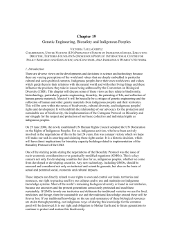 Chapter 19 Genetic Engineering, Biosafety and Indigenous Peoples