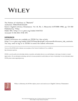 The Politics of Aloofness in "Macbeth"