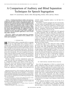 A comparison of auditory and blind separation techniques for