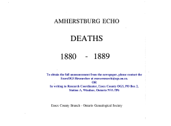 Amherstburg Echo Births Marriages Deaths 1880-1889