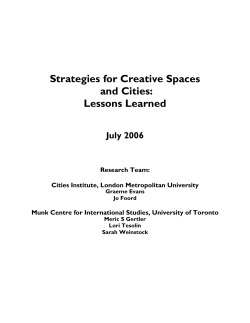 Strategies for Creative Spaces and Cities: Lessons Learned