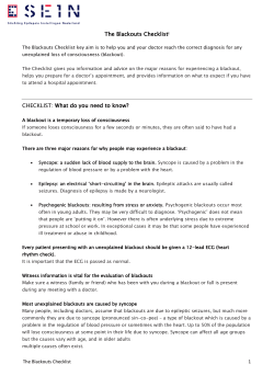 The Blackouts Checklisti CHECKLIST: What do you need to know?