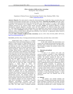Effect evaluation of different inlay restorations