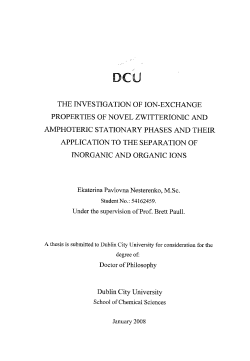 the investigation of ion-exchange properties of - DORAS