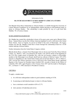 Information for the BLANCHE KELSO BRUCE SCHOLARSHIP IN