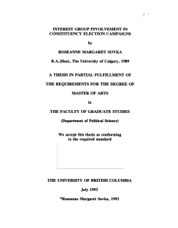 INTEREST GROUP INVOLVEMENT IN CONSTITUENCY ELECTION