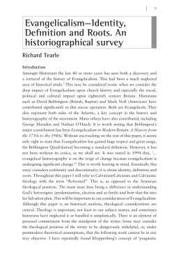 Evangelicalism&mdash;Identity, Definition and Roots. An