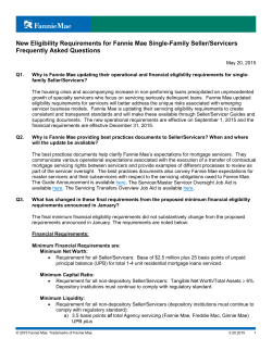 New Eligibility Requirements for Fannie Mae Single