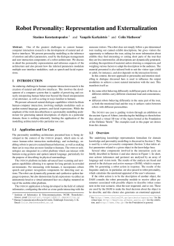 Robot Personality: Representation and Externalization