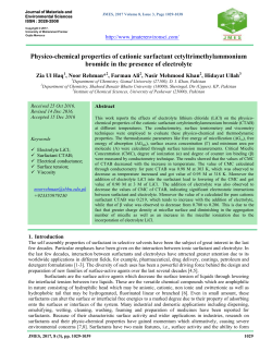 Physico-chemical properties of cationic surfactant