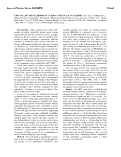 CRYSTALLIZATION EXPERIMENT OF SILICA MINERALS IN