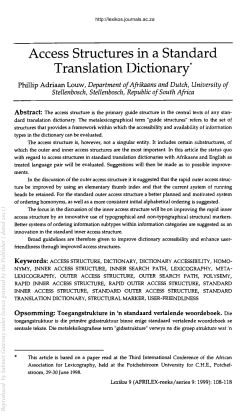 Access Structures in a Standard Translation Dictionary&middot;