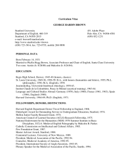 Curriculum Vitae GEORGE HARDIN BROWN Stanford University