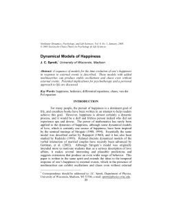 Dynamical Models of Love and Happiness