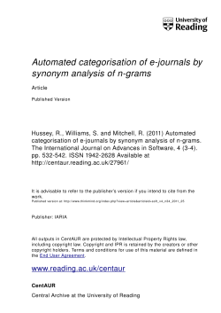 Automated Categorisation of E-Journals by Synonym Analysis of n