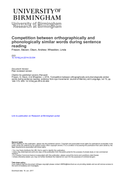 University of Birmingham Competition between orthographically and