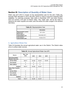 Section III: Description of Quantity of Water Uses