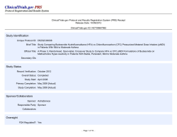 Study Identification Study Status Sponsor/Collaborators Oversight