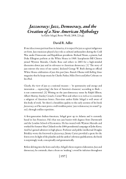 Jazz, Democracy, and the Creation of a New