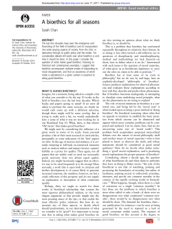 A bioethics for all seasons