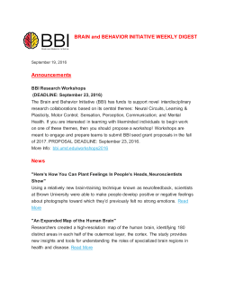 9/19/2016 - Brain and Behavior Initiative