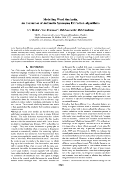 Modelling Word Similarity. An Evaluation of Automatic Synonymy