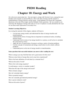 PH201 Reading Chapter 10: Energy and Work