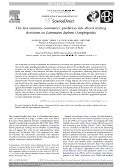The less amorous Gammarus: predation risk affects mating