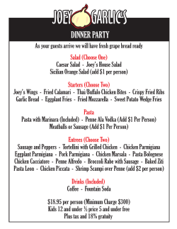 dinner party - Joey Garlic`s