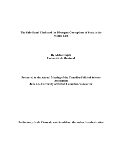 The Shia-Sunni Clash and the Divergent Conceptions of State in the