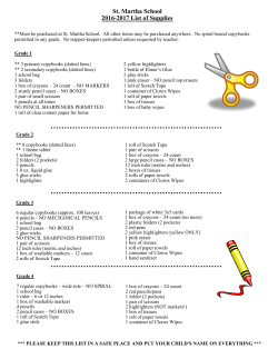 St. Martha Parish School List of Supplies Needed for the 2009/2010