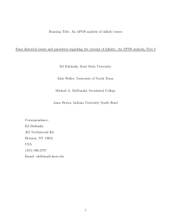 Running Title: An APOS analysis of infinity issues Some historical