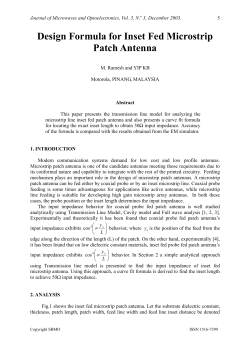 Design Formula for Inset Fed Microstrip Patch Antenna
