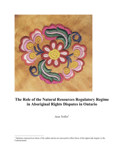 The Role of the Natural Resources Regulatory Regime in Aboriginal