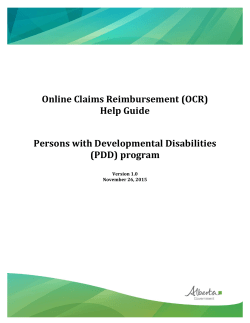 PDD Help Guide - Online Claims Reimbursement