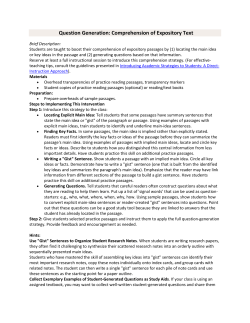 Question Generation: Comprehension of Expository Text