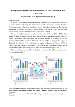 Heavy rainfall over the Indochina Peninsula for June &ndash; September