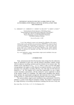 REFERENCE SOURCES FOR THE CALIBRATION OF THE