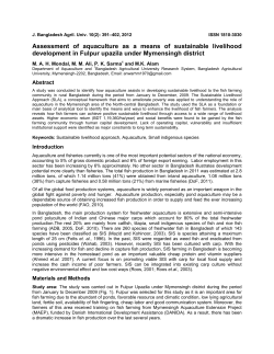 Assessment of aquaculture as a means of