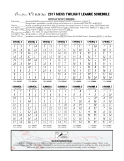 Breakfast Hill Golf Club 2017 MENS TWILIGHT LEAGUE SCHEDULE