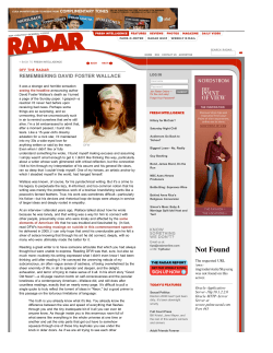 David Foster Wallace Obituary - Radar