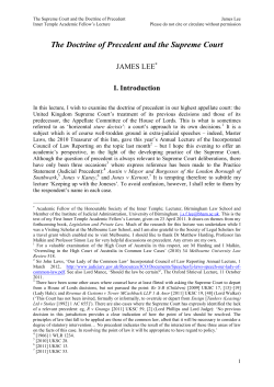 The Doctrine of Precedent and the Supreme Court