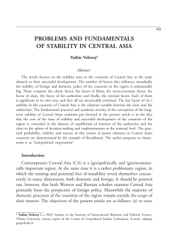 PROBLEmS AND FuNDAmENTALS OF STABILITY IN CENTRAL ASIA