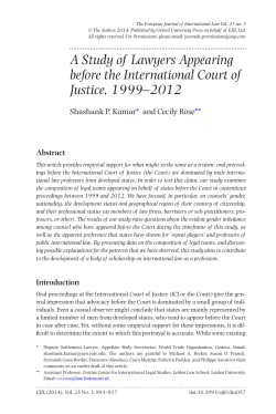 A Study of Lawyers Appearing before the International Court of