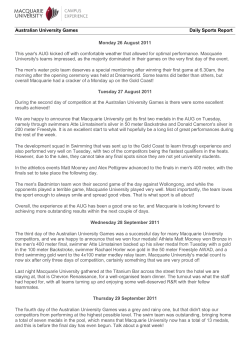Australian University Games Daily Sports Report Monday 26 August