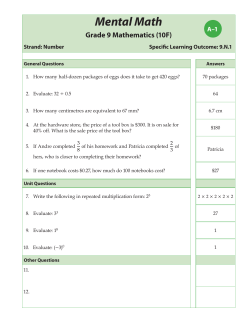 Mental Math Grade 9 Mathematics (10F)