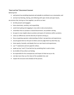 &ldquo;Heart and Soul&rdquo; Discernment Covenant Believing that &bull; each