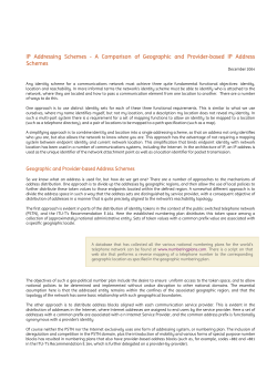 IP Addressing Schemes - A Comparison of Geographic and Provider