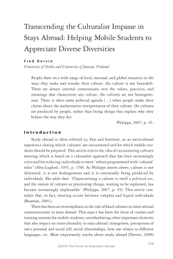 Transcending the Culturalist Impasse in Stays Abroad: Helping