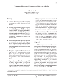 Update on Dietary and Management Effects on Milk Fat
